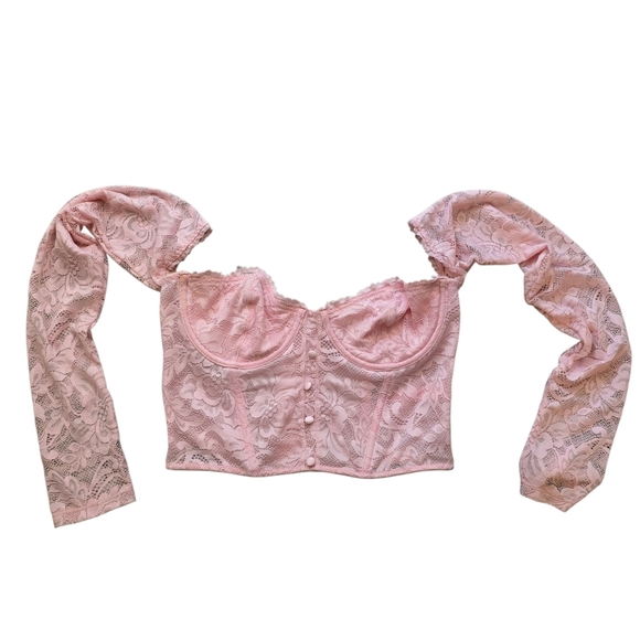 Sugar Thrillz Pink Lace Corset Top Fairy Coquette Y2K - Picture 5 of 8